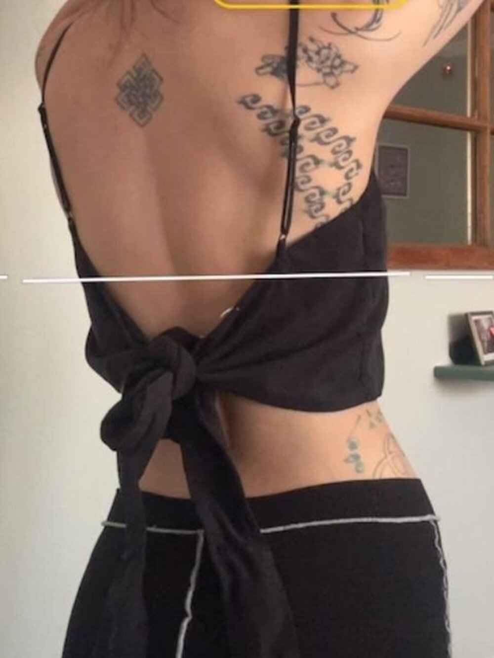 retired black brandy Melville open back tie tank top crop top with square neck